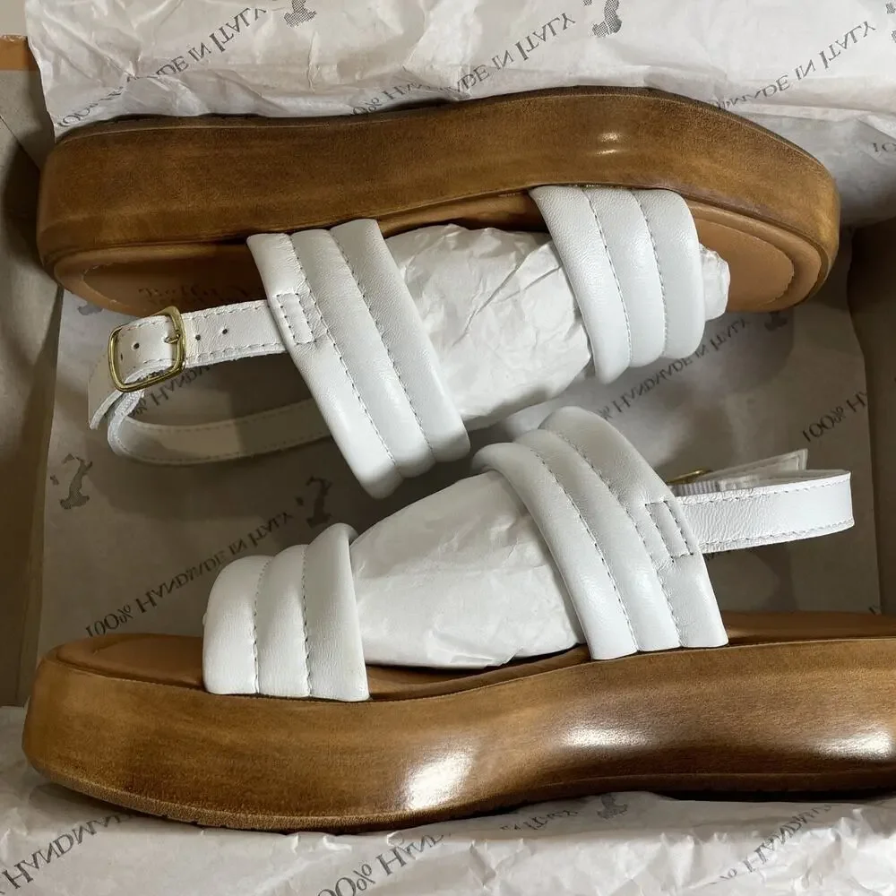 Bella Vita ODE Italy Platform Sandal White Leather Sz 6.5M